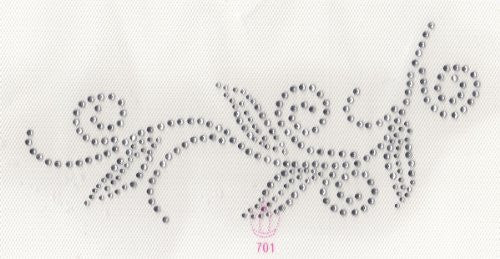 Neckline(LH) Iron On Hot Fix Rhinestone Transfer -- Clear