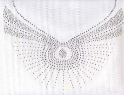 Large Neckline Iron On Hot Fix Rhinestone Transfer -- AB Clear