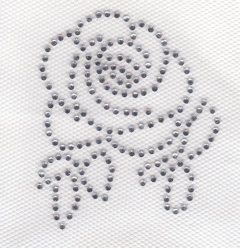 Rose Iron On Hot Fix Transfer Rhinestone -- Clear