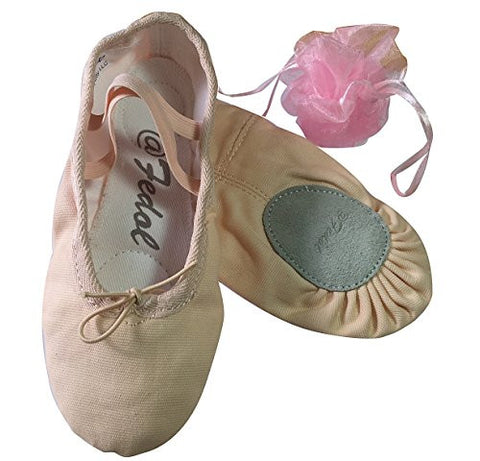 Girl's Canvas Split-sole Ballet Slippers, Ballet Shoes. Free Gift Bag.