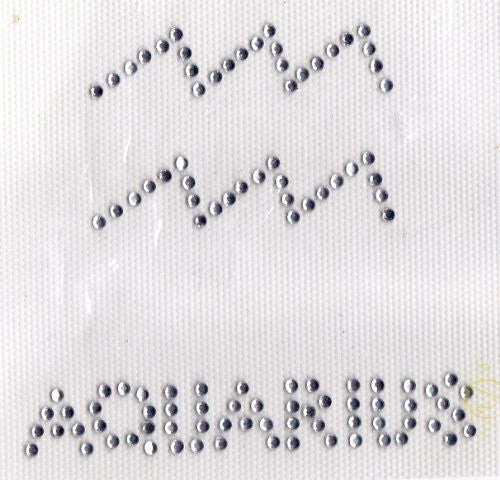 astrology-- Aquarius Iron On Hot Fix Transfer Rhinestone -- Clear