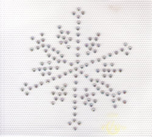 Large Snow Flake Iron On Hot Fix Rhinestone Transfer -- AB Clear