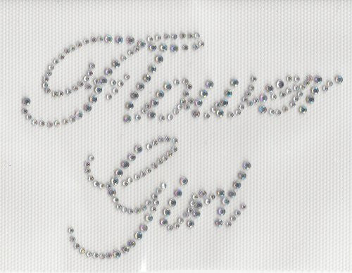 Flower Girl Iron On Hot Fix Rhinestone Transfer -- AB Clear