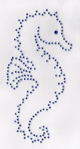 Sea Horse Iron On Hot Fix Rhinestone Transfer -- Sapphire
