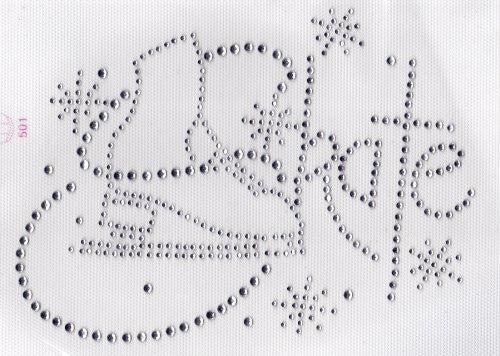 Skate Iron On Hot Fix Rhinestone Transfer -- Clear