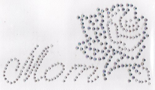 Mom -- Rose Iron On Hot Fix Transfer Rhinestone --AB Clear