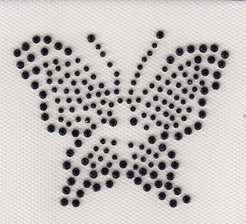 Butterfly Iron On Hot Fix Rhinestone Transfer --Black