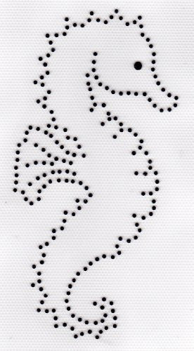 Sea Horse Iron On Hot Fix Rhinestone Transfer -- Black