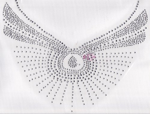 Large Neckline Iron On Hot Fix Rhinestone Transfer -- Clear