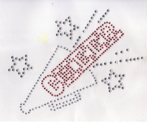 CheerMegaphone Iron On Hot Fix Transfer Rhinestone -- Clear/Red