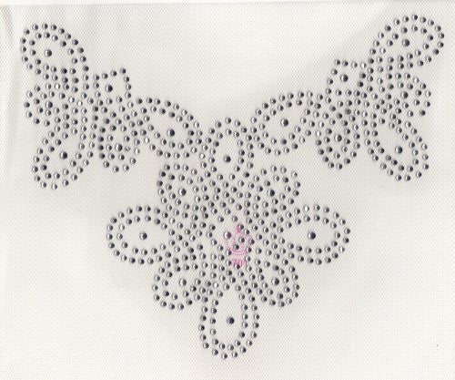 Neckline China Knot Iron On Hot Fix Rhinestone Transfer -- Clear