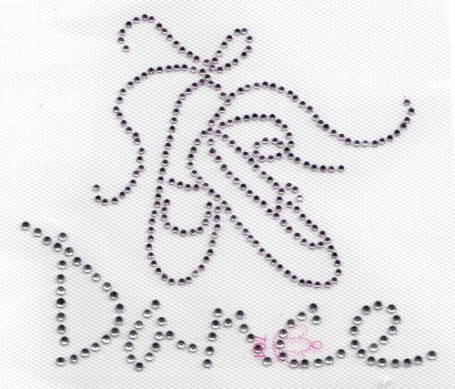 Ballet Shoes / Dance Iron On Hot Fix Transfer Rhinestone -- Clear/LT. Pink