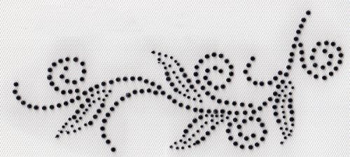 Neckline(LH) Iron On Hot Fix Rhinestone Transfer -- Black
