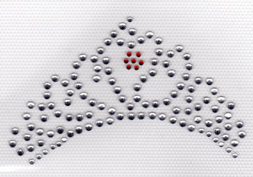 Crown Iron On Hot Fix Transfer Rhinestone -- Clear and Red