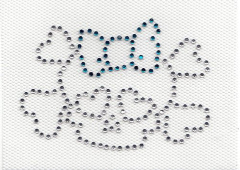 Small Skull Iron On Hot Fix Transfer Rhinestone --Clear and Blue