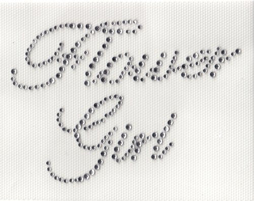 Flower Girl Iron On Hot Fix Rhinestone Transfer -- Clear