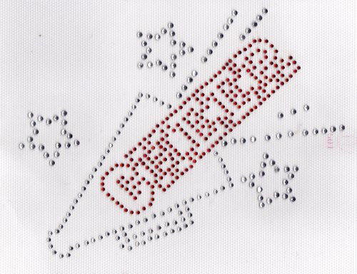@Fedol Cheer with Megaphone Iron on Hot Fix Rhinestone Transfer -- Clear Red