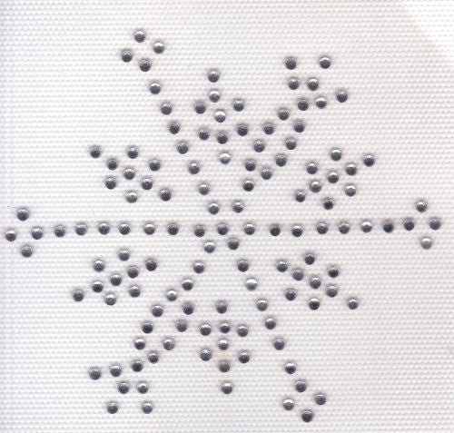 Large Snow Flake Iron On Hot Fix Rhinestone Transfer -- Clear
