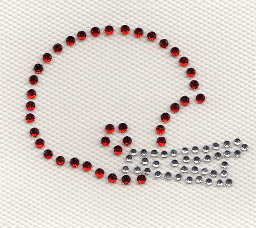 Small Helmet Iron On Hot Fix Rhinestone Transfer -- Clear / Red