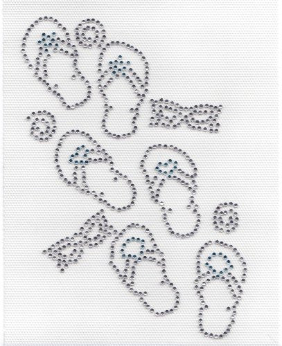 flip flops Iron On Hot Fix Rhinestone Transfer -- clear and Lt. blue