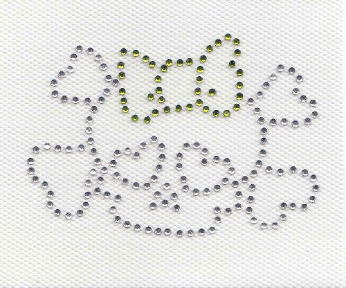 Small Skull Iron On Hot Fix Transfer Rhinestone --Clear and peridot