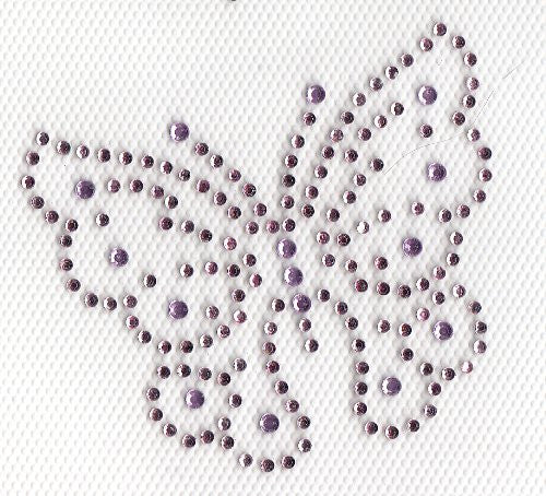 Butterfly Iron On Hot Fix Rhinestone Transfer --Lt . Pink