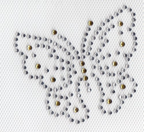 Butterfly Iron On Hot Fix Rhinestone Transfer --clear and Topaz