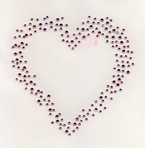 Heart Iron on Hot Fix Transfer Rhinestone--hot Pink