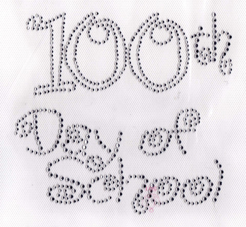 100th day of school (large) Iron On Hot Fix Rhinestone Transfer