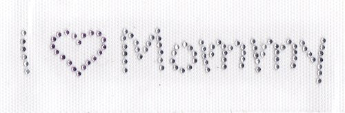 I love(heart) Mommy Iron On Hot Fix Transfer Rhinestone -- Clear and Lt.Pink