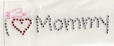 I love(heart) Mommy Iron On Hot Fix Transfer Rhinestone -- Clear and Red