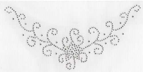 V Neckline Iron On Hot Fix Rhinestone Transfer -- Lt. Topaz