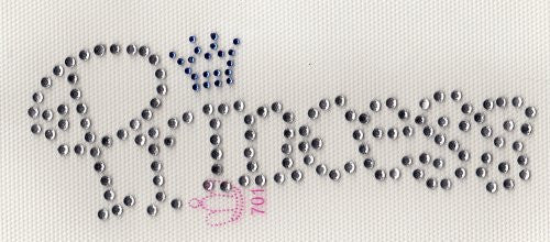 Princess with small crown Iron On Hot Fix Transfer Rhinestone -- Clear and Sapphire