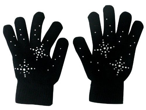 @Fedol Lady's Magic Stretch Gloves with Rhinestones Snow Flakes - One Size