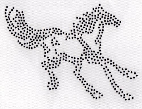 Black Horse Iron On Hot Fix Transfer Rhinestone - Black