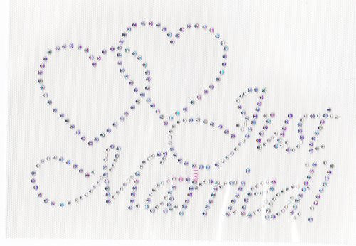 Just Married Iron on Hot Fix Transfer Rhinestone -- Ab Clear