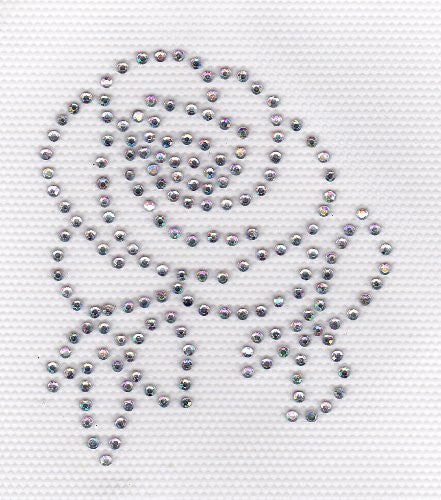 Rose Iron On Hot Fix Transfer Rhinestone -- AB Clear