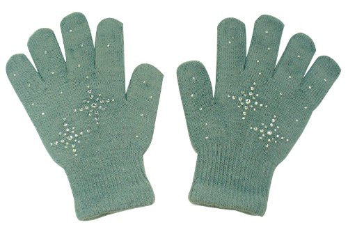 @Fedol Girls Ice Skating Gloves Magic Stretch with Clear Rhinestones Snow Flakes