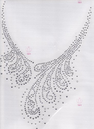 Extra Large V Neckline Iron On Hot Fix Rhinestone Transfer -- Clear