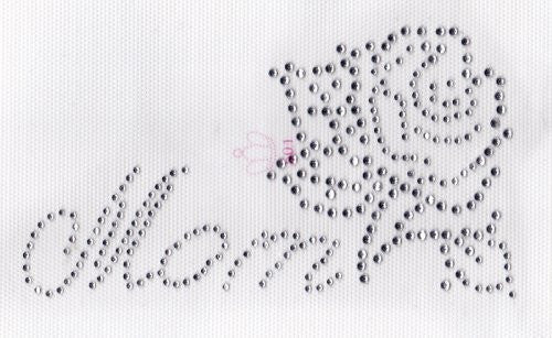Mom -- Rose Iron On Hot Fix Transfer Rhinestone -- Clear