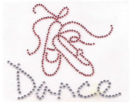 Ballet Shoes / Dance Iron On Hot Fix Transfer Rhinestone -- Clear/Red