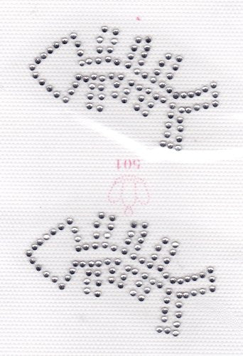2 fish bones Iron On Hot Fix Rhinestone Transfer -- Clear