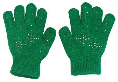 @Fedol Girls Ice Skating Gloves Magic Stretch with Clear Rhinestones Snow Flakes