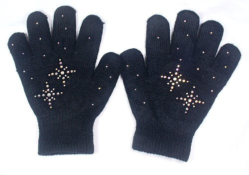 @Fedol Lady's Magic Stretch Gloves with Rhinestones Snow Flakes - One Size