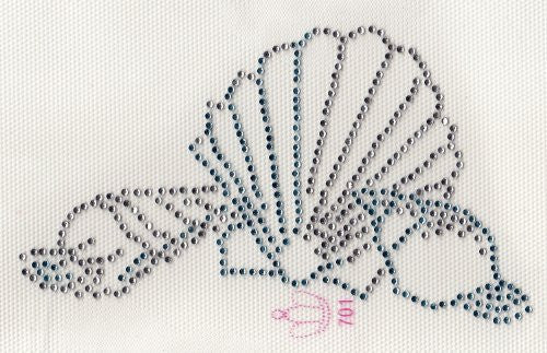 Sea Shell Iron On Hot Fix Rhinestone Transfer -- Clear / Lt. Blue