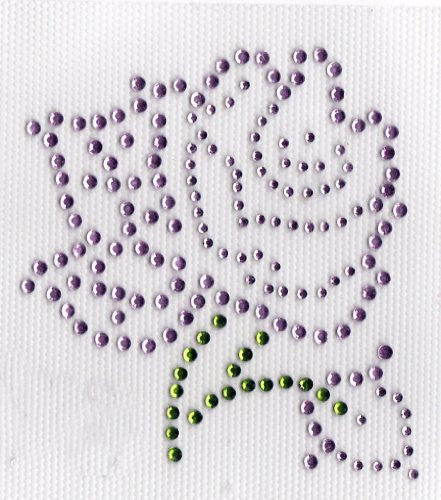 Rose Iron On Hot Fix Transfer Rhinestone --Lt. Pink Green