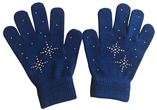 @Fedol Lady's Magic Stretch with Rhinestones Snow Flakes - One Size (Navy Blue / Clear Stone)
