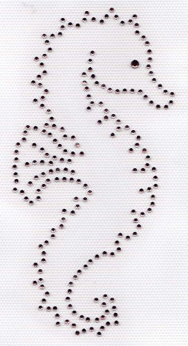 Sea Horse Iron On Hot Fix Rhinestone Transfer -- Amethyst