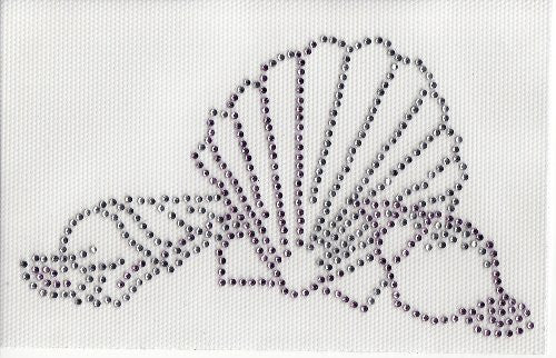 Sea Shell Iron On Hot Fix Rhinestone Transfer -- Clear / Lt. Pink