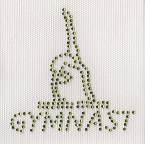 Gymnastic girl Iron On Hot Fix Rhinestone Transfer -- Green